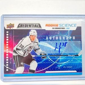 Carl Grundstrom Upper Deck Credentials Rookie Science Autograph Hockey Card